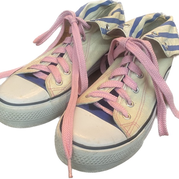 converse style high tops, pink blue and off white, virtually new - Picture 3 of 9